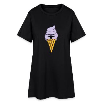 ice cream with mustache - ice cream with beard - Women’s T-Shirt Dress - black - Front
