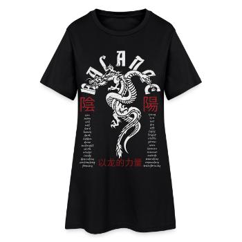 Dragon et serpent chinois - Robe T-shirt Femme - noir - Devant