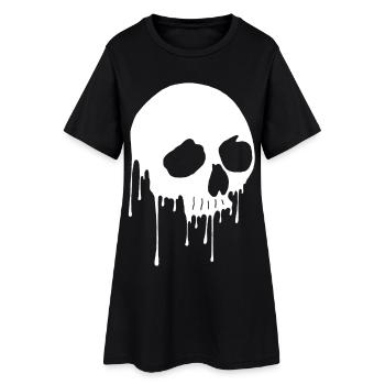 Crâne blanc et graffiti - Robe T-shirt Femme - noir - Devant