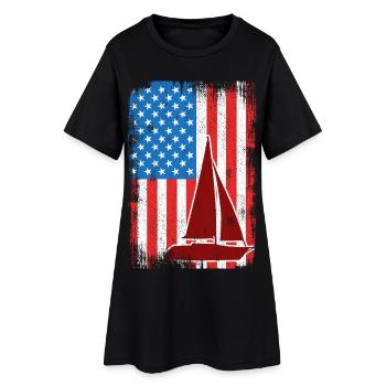 4th of July Sailing USA - Women’s T-Shirt Dress - black - Front