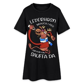 Trachtenshirt Lederhose Hirsch - Frauen T-Shirt-Kleid - Schwarz - Vorne