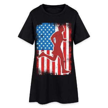 4 juillet USA Running - Robe T-shirt Femme - noir - Devant