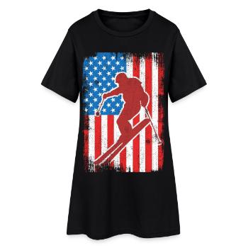Skieur patriotique des États-Unis - Robe T-shirt Femme - noir - Devant