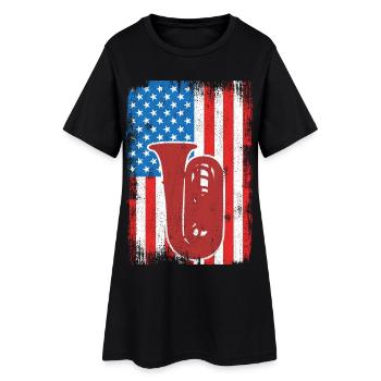 Joueur de tuba U.S. Flag - Robe T-shirt Femme - noir - Devant