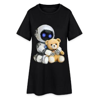 Robot Teddy - Robe T-shirt Femme - noir - Devant