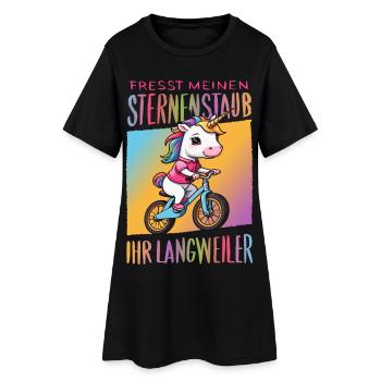 Cute unicorn on bicycle - Women’s T-Shirt Dress - black - Front