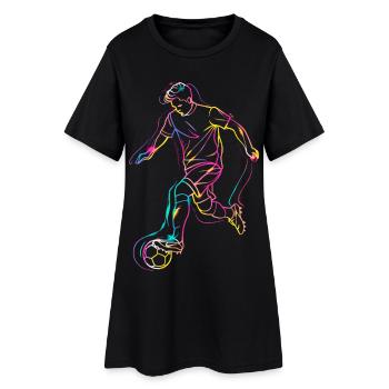 Dessin au trait de joueur de football - Robe T-shirt Femme - noir - Devant