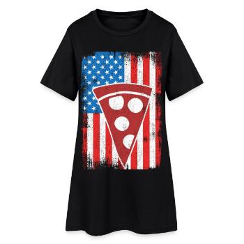 4. Juli US Pizza - Frauen T-Shirt-Kleid - Schwarz - Vorne