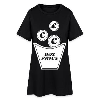 T-shirt design boîte de frites avec pièces en euros - Robe T-shirt Femme - noir - Devant