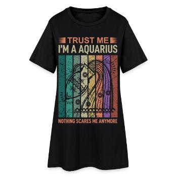 Signe du zodiaque Verseau - Robe T-shirt Femme - noir - Devant