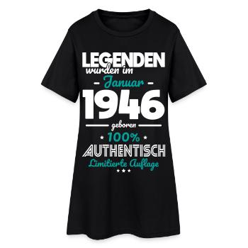 80. Geburtstag - Legenden wurden im Januar 1946 - Frauen T-Shirt-Kleid - Schwarz - Vorne