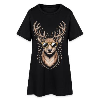 Deer with antlers and sunglasses - Women’s T-Shirt Dress - black - Front