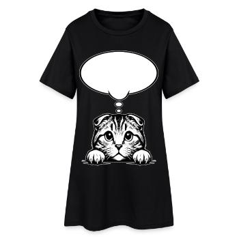 Schottische Faltohrkatze Sprechblase - Frauen T-Shirt-Kleid - Schwarz - Vorne