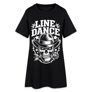 Line Dance Schädel Cowboy - Frauen T-Shirt-Kleid - Schwarz - Vorne