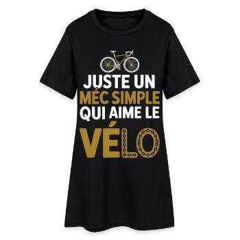 mec simple aime le vélo et apéro humour homme velo - Robe T-shirt Femme - noir - Devant