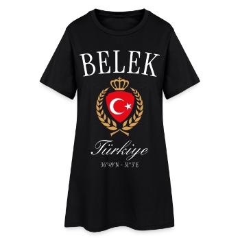 Belek Türkei Wappen Krone – Reise Souvenir - Frauen T-Shirt-Kleid - Schwarz - Vorne