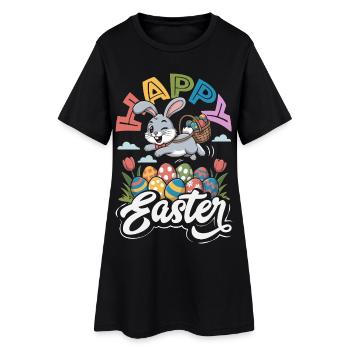 Happy Easter Sweet Easter Bunny Egg Hunt Easter Eggs - Women’s T-Shirt Dress - black - Front