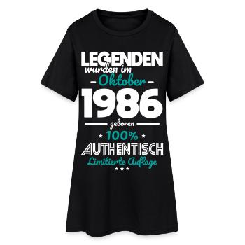40. Geburtstag - Legenden wurden im Oktober 1986 - Frauen T-Shirt-Kleid - Schwarz - Vorne