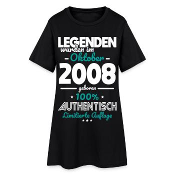 18. Geburtstag - Legenden wurden im Oktober 2008 - Frauen T-Shirt-Kleid - Schwarz - Vorne