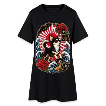 Chihuahua im japanischen Tattoo Style - Frauen T-Shirt-Kleid - Schwarz - Vorne