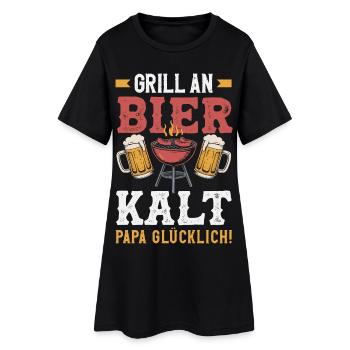 Grillmeister Geschenk Fleisch Wurst & Bier - Frauen T-Shirt-Kleid - Schwarz - Vorne