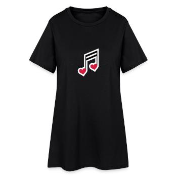 Musiknoten, Herzen, Musik Note, Musiker, Band, Fun - Frauen T-Shirt-Kleid - Schwarz - Vorne