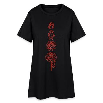 éclosion d'une fleur rouge - Robe T-shirt Femme - noir - Devant
