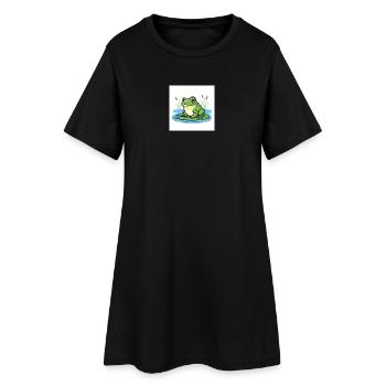 Charmante grenouille sur un nénuphar - Robe T-shirt Femme - noir - Devant