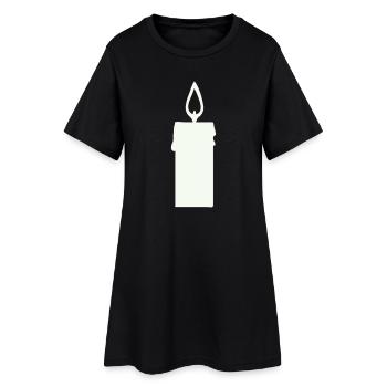 Lichtsilhouette Kerze in Laterne - Frauen T-Shirt-Kleid - Schwarz - Vorne