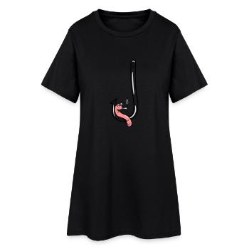joint des mauvaises herbes drôle de ver de pêche - Robe T-shirt Femme - noir - Devant