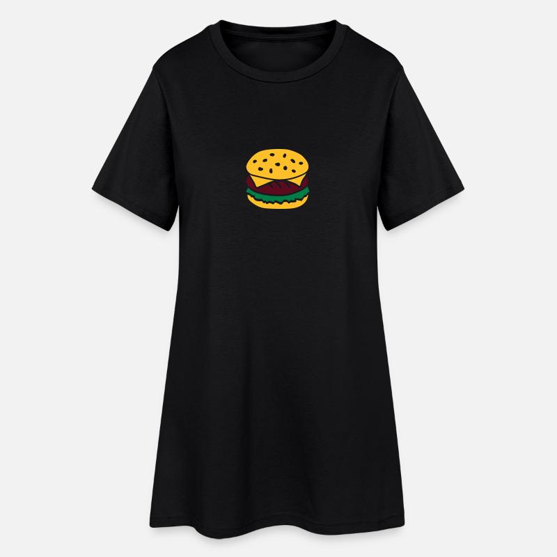 Burger - Frauen T-Shirt-Kleid - Schwarz