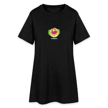 Flamant rose - Robe T-shirt Femme - noir - Devant