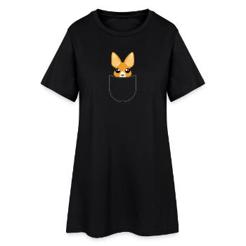 Kangourou dans la poche - Robe T-shirt Femme - noir - Devant