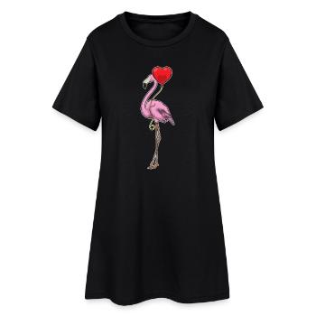 Ballon flamant rose - Robe T-shirt Femme - noir - Devant