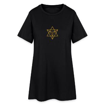 merkaba - flower of life - Women’s T-Shirt Dress - black - Front
