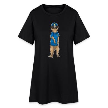 Erdmännchen Polizist Sonnenbrille Polizei - Frauen T-Shirt-Kleid - Schwarz - Vorne