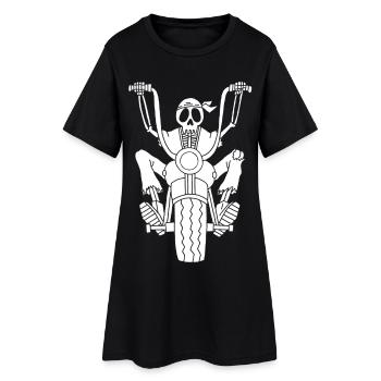 Skelett Motorradfahrer weiß - Frauen T-Shirt-Kleid - Schwarz - Vorne