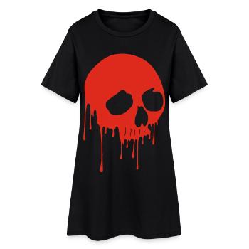 Roter Totenkopf und Graffiti - Frauen T-Shirt-Kleid - Schwarz - Vorne