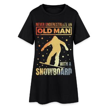 Grand-père de snowboard - Robe T-shirt Femme - noir - Devant