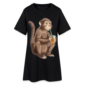 Affe Saft - Frauen T-Shirt-Kleid - Schwarz - Vorne