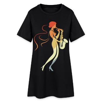 Saxophone Femme - Robe T-shirt Femme - noir - Devant
