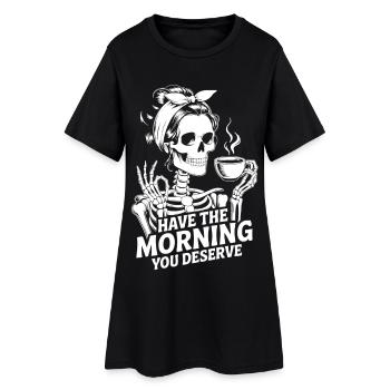 Coffee Kick Skeleton Rituel du matin - Robe T-shirt Femme - noir - Devant