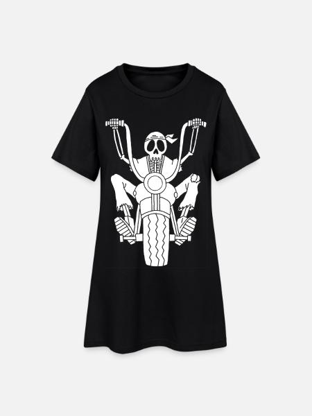 Motard squelette (blanc) - Robe T-shirt Femme - noir