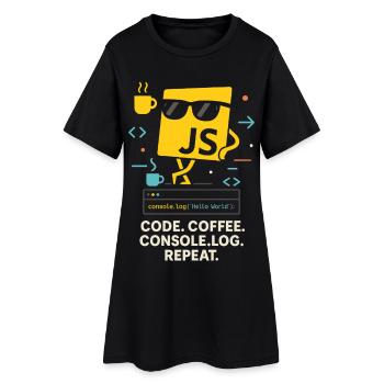 Code Coffee Console.log Répéter le programme JavaScript - Robe T-shirt Femme - noir - Devant