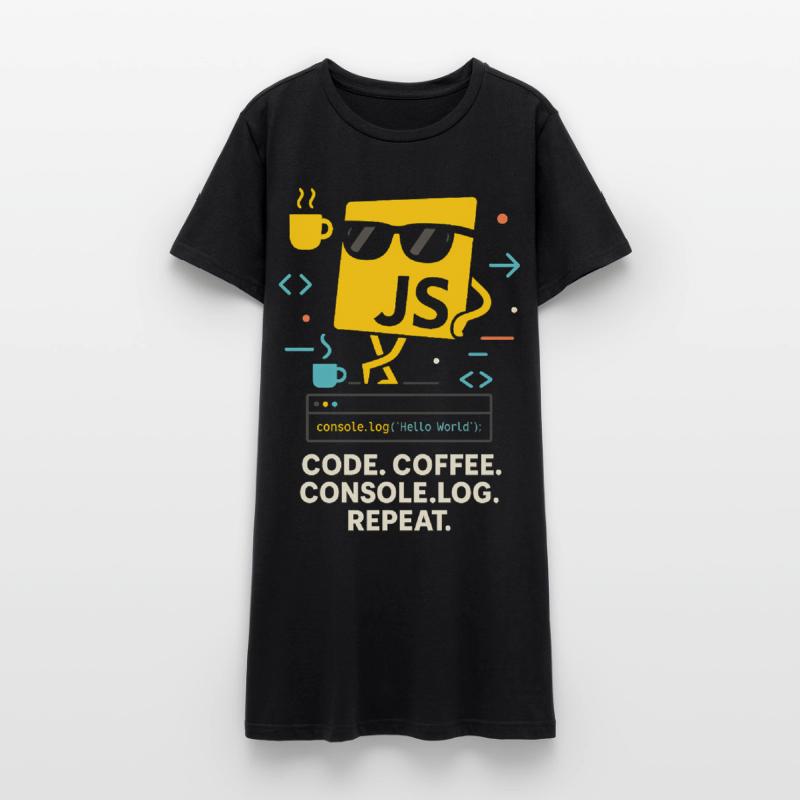 Code Coffee Console.log Répéter le programme JavaScript Robe T-shirt Femme