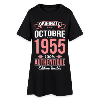 Anniversaire 70 ans - Originale - Octobre 1955 - Robe T-shirt Femme - noir - Devant