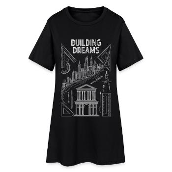 Architecture du motif du bâtiment - Robe T-shirt Femme - noir - Devant