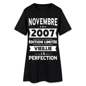 18. Geburtstag - November 2007 Perfektion - Frauen T-Shirt-Kleid - Schwarz - Vorne
