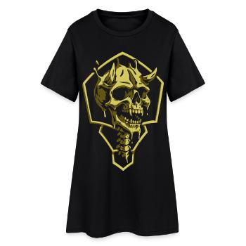 Crâne géométrique doré - Robe T-shirt Femme - noir - Devant