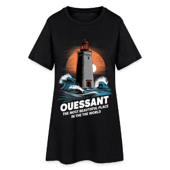 Ouessant Île du Bout du Monde Phare Créac'h Mer - Robe T-shirt Femme - noir - Devant